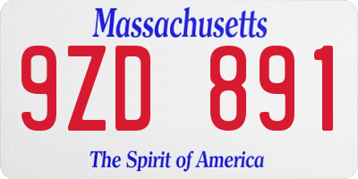 MA license plate 9ZD891