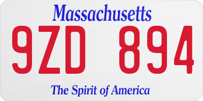 MA license plate 9ZD894