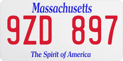 MA license plate 9ZD897