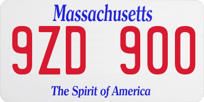 MA license plate 9ZD900