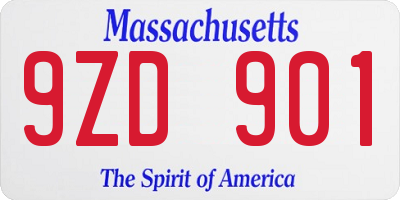 MA license plate 9ZD901