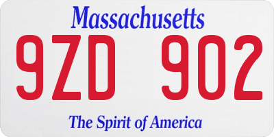 MA license plate 9ZD902