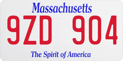 MA license plate 9ZD904