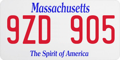 MA license plate 9ZD905