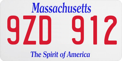 MA license plate 9ZD912