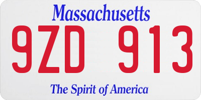 MA license plate 9ZD913