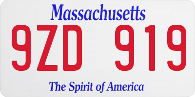 MA license plate 9ZD919