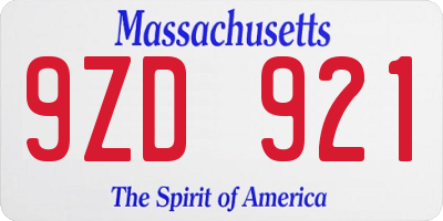 MA license plate 9ZD921