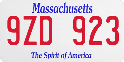 MA license plate 9ZD923