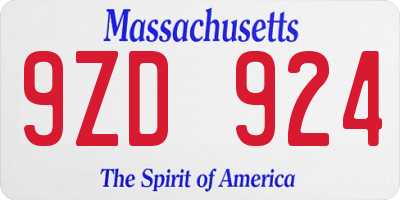 MA license plate 9ZD924