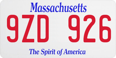 MA license plate 9ZD926