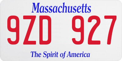MA license plate 9ZD927