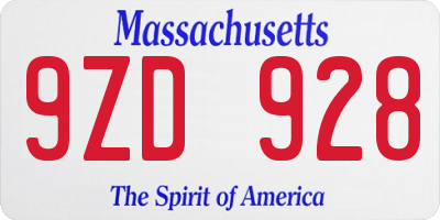 MA license plate 9ZD928