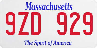 MA license plate 9ZD929