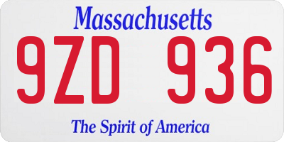 MA license plate 9ZD936