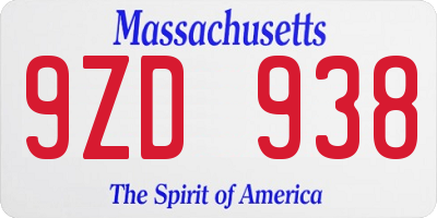 MA license plate 9ZD938