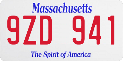 MA license plate 9ZD941