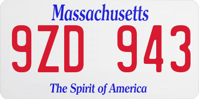 MA license plate 9ZD943