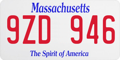 MA license plate 9ZD946