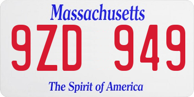 MA license plate 9ZD949