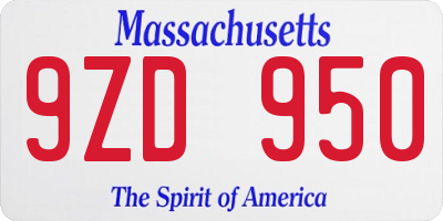 MA license plate 9ZD950