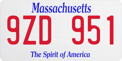 MA license plate 9ZD951