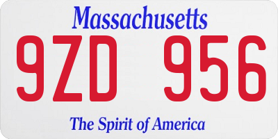 MA license plate 9ZD956