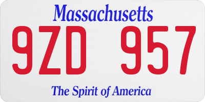 MA license plate 9ZD957