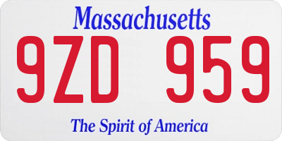 MA license plate 9ZD959
