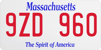 MA license plate 9ZD960