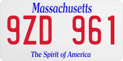 MA license plate 9ZD961