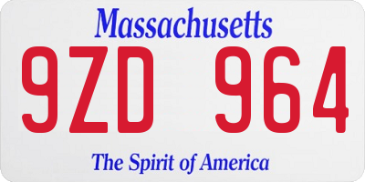 MA license plate 9ZD964