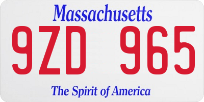 MA license plate 9ZD965