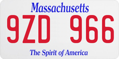 MA license plate 9ZD966