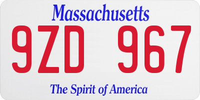 MA license plate 9ZD967