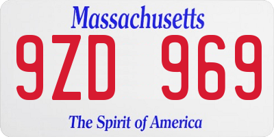 MA license plate 9ZD969