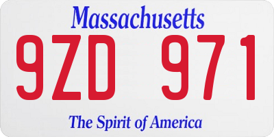 MA license plate 9ZD971