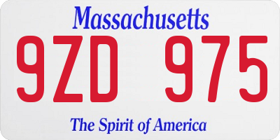 MA license plate 9ZD975