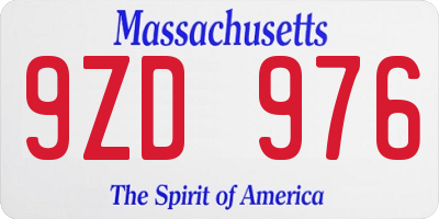 MA license plate 9ZD976