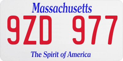 MA license plate 9ZD977