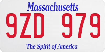 MA license plate 9ZD979