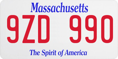 MA license plate 9ZD990