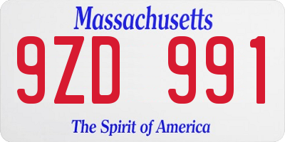 MA license plate 9ZD991