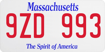 MA license plate 9ZD993