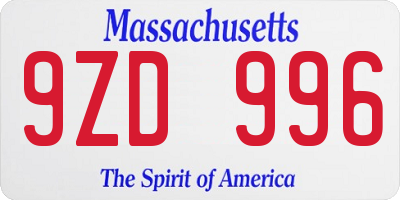 MA license plate 9ZD996