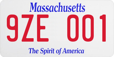 MA license plate 9ZE001