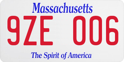 MA license plate 9ZE006