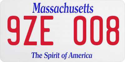 MA license plate 9ZE008