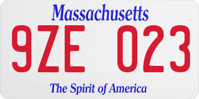 MA license plate 9ZE023