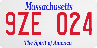 MA license plate 9ZE024